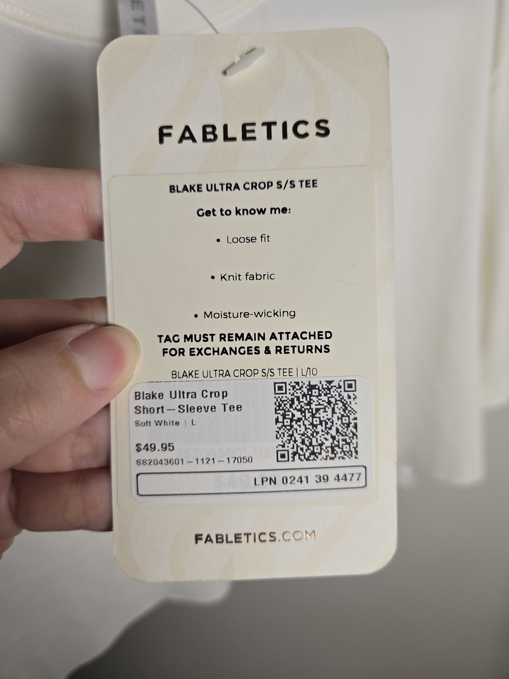 Fabletics Cream Cropped Tee - Picture 4 of 4